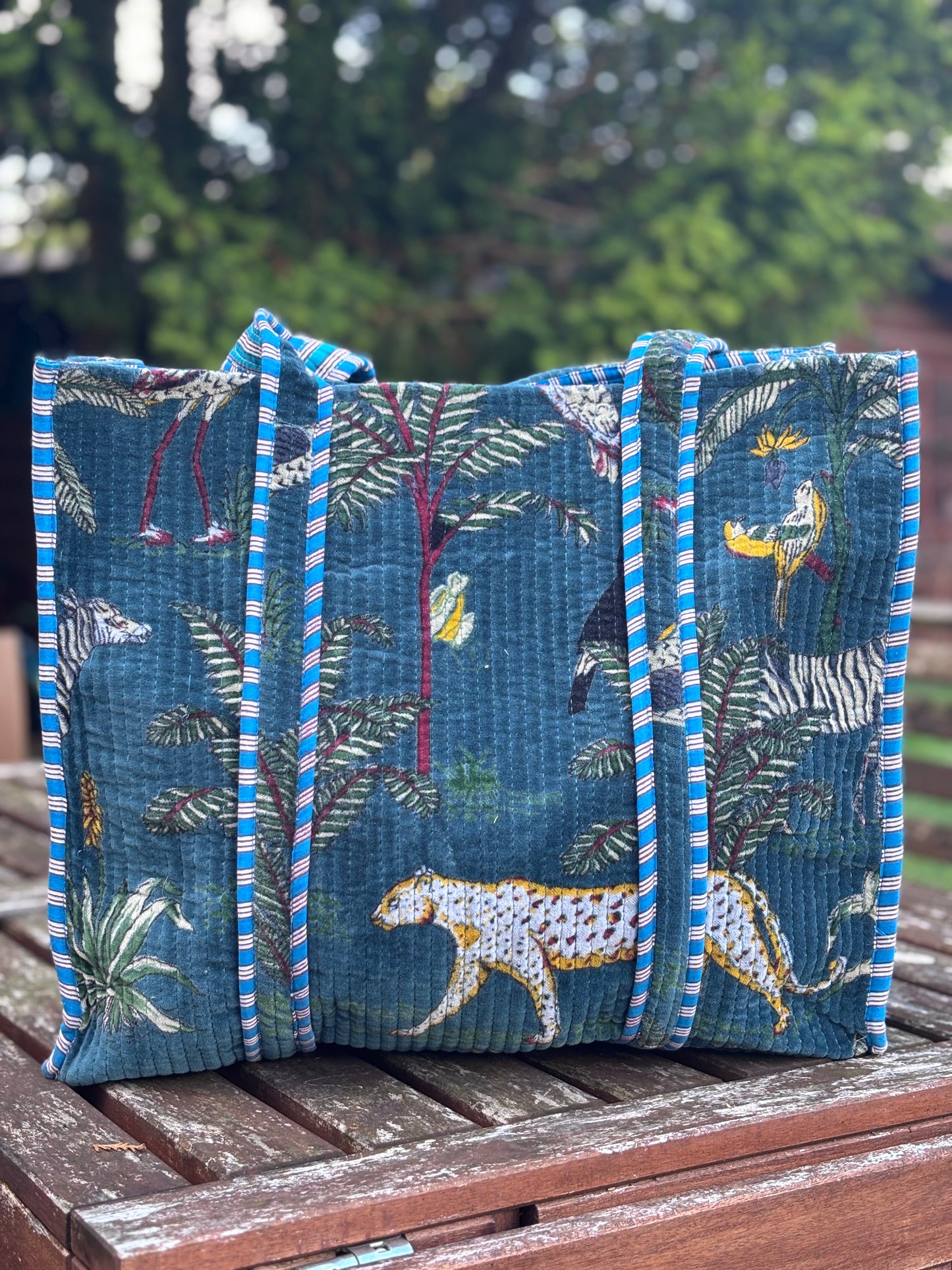 Velvet quilted totes