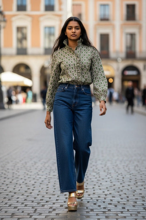 Bibi frilled collar shirt