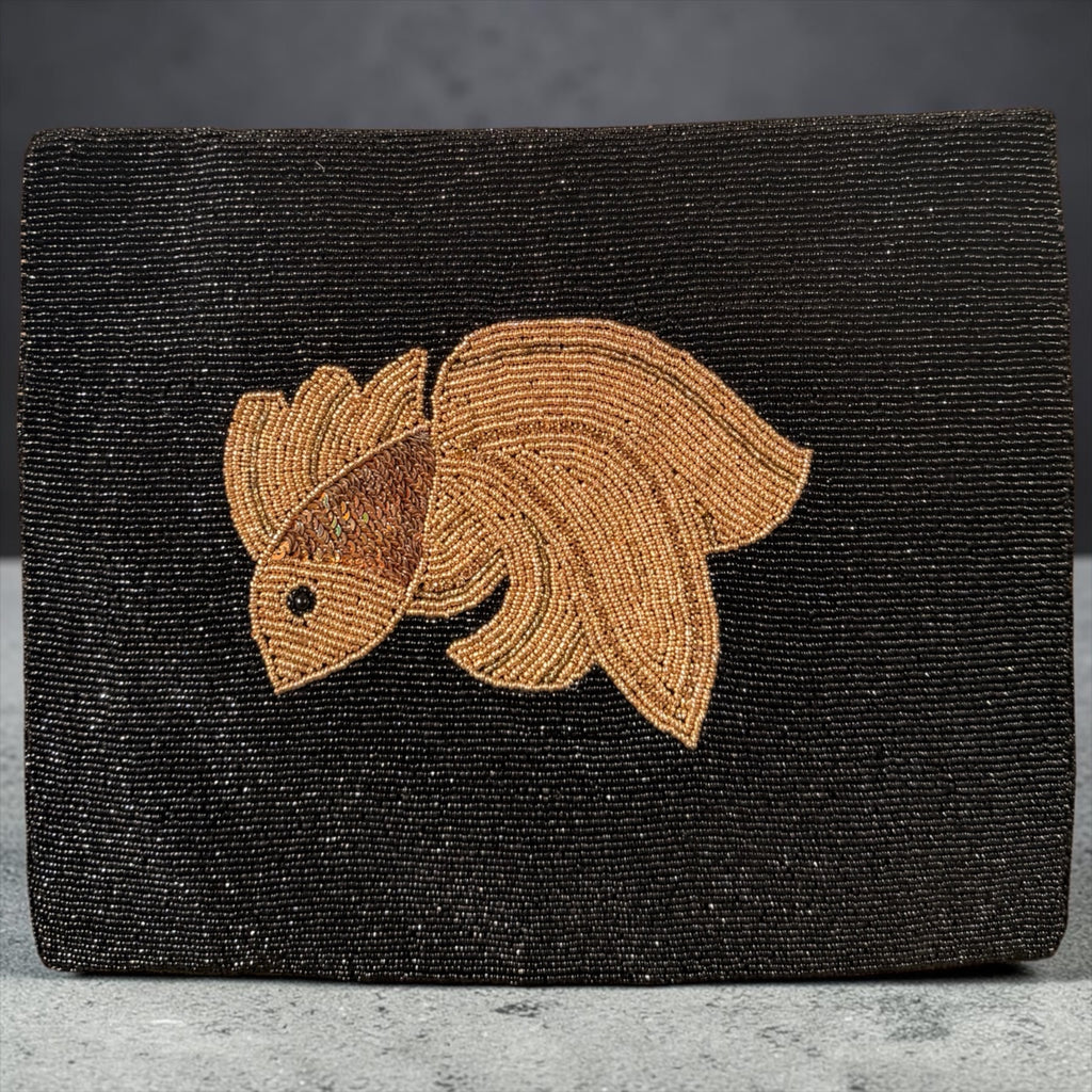 Golden Fish Beaded clutch