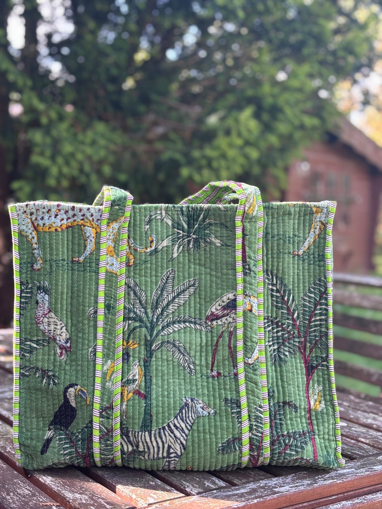 Velvet quilted totes