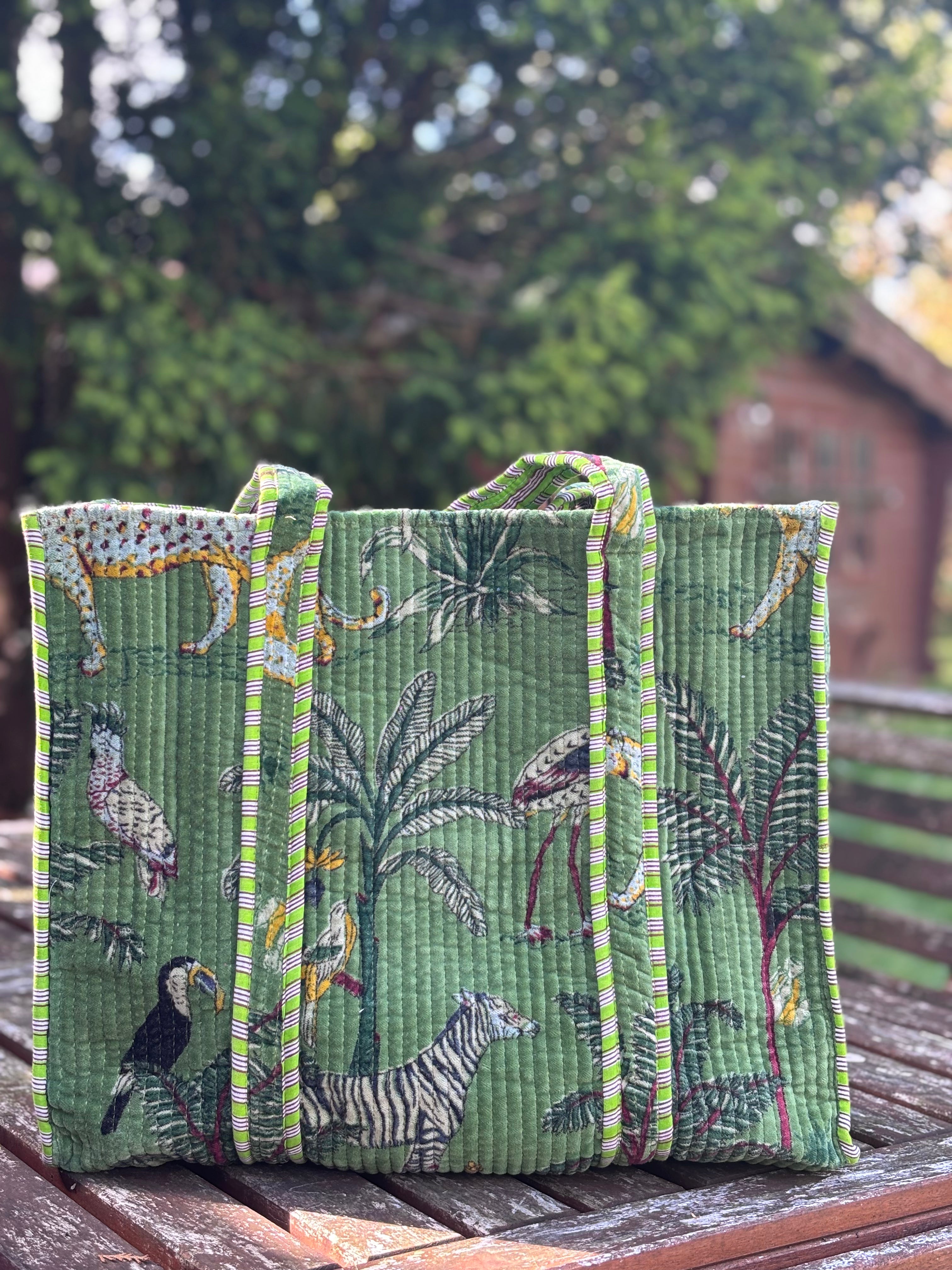 Velvet quilted totes