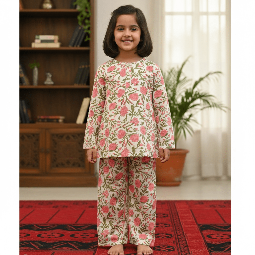 Children’s Pj’s White with Pink motifs