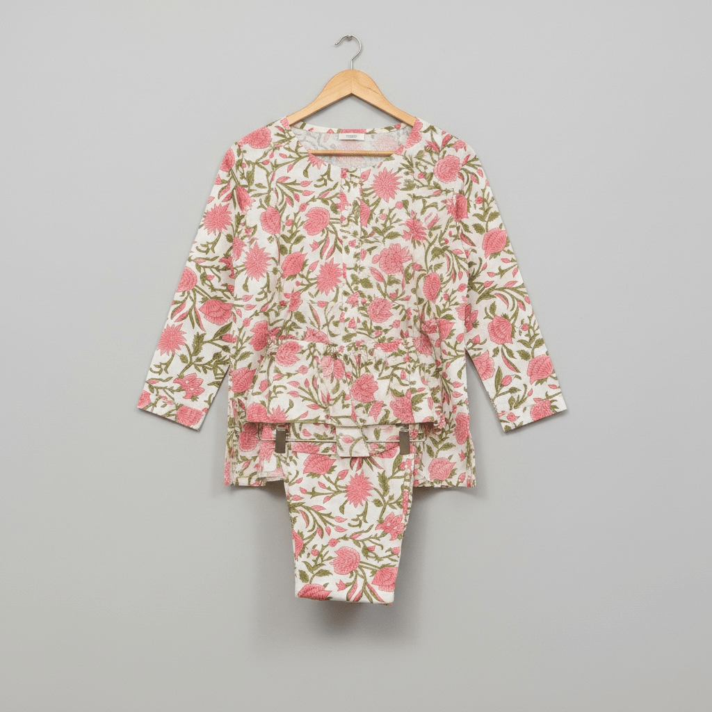 Children’s Pj’s White with Pink motifs