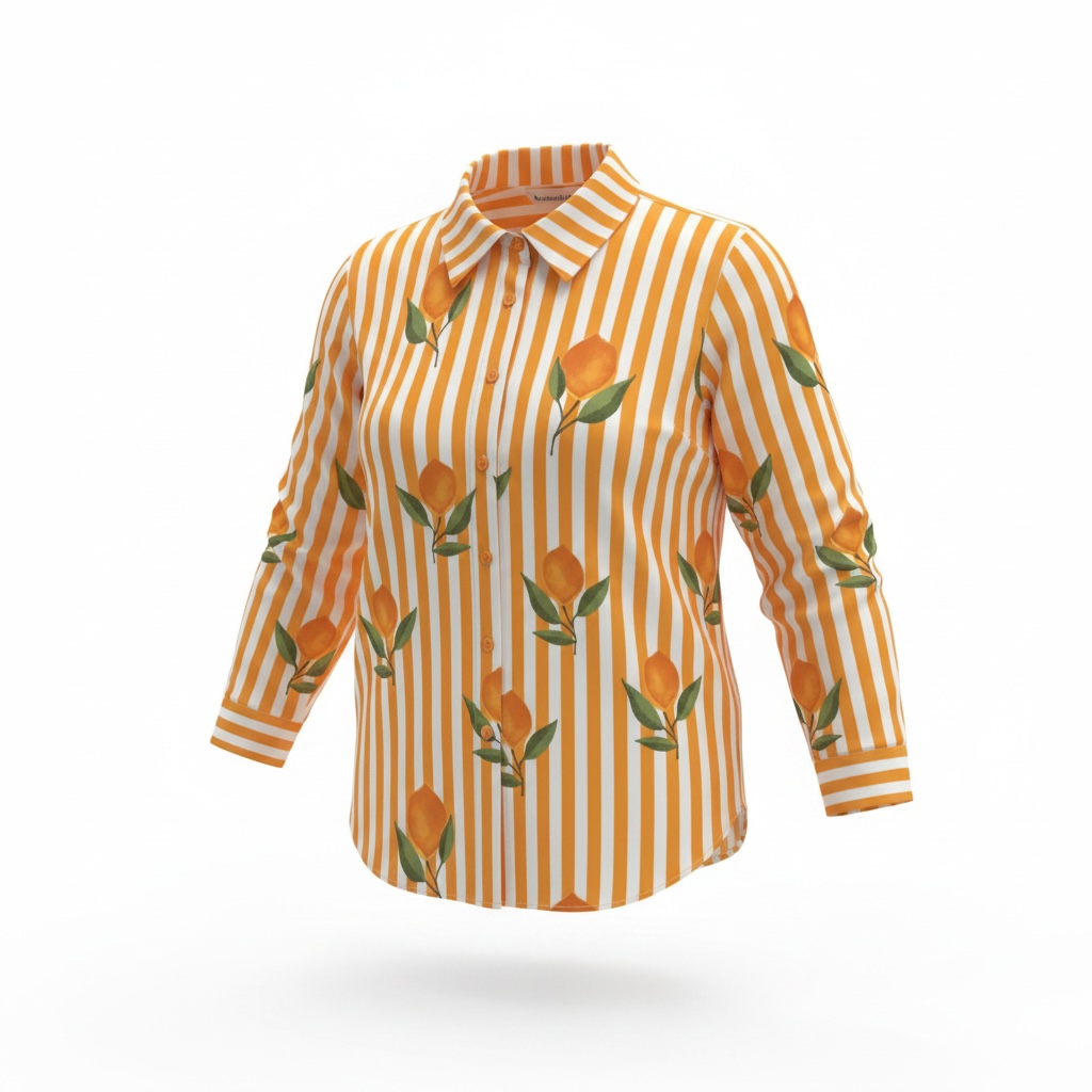 Cotton stripe shirt in yellow