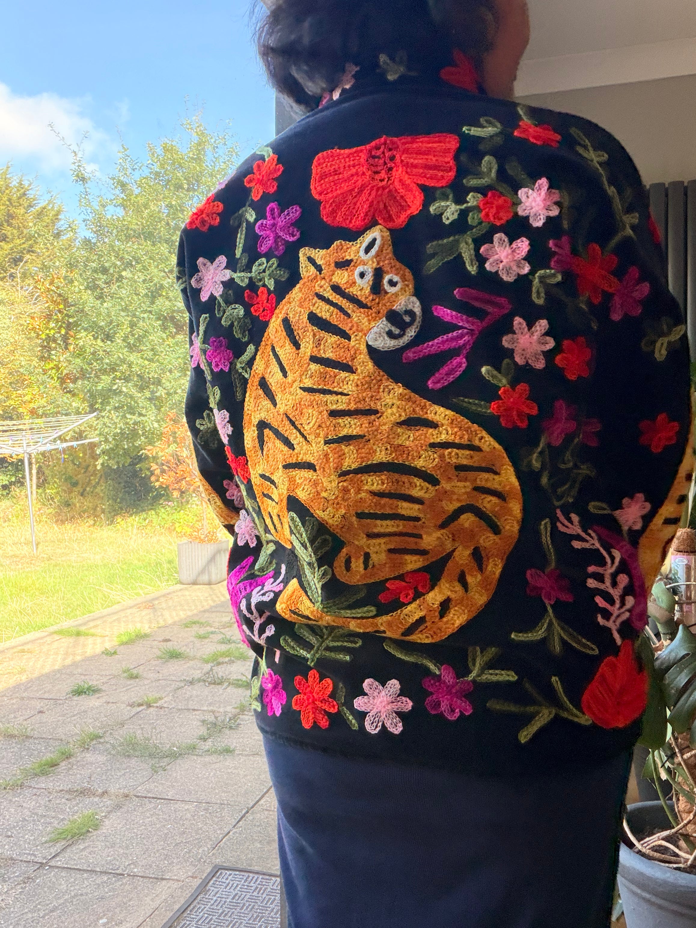 Hand-Embroidered Tiger Velvet Jacket