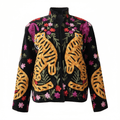 Hand-Embroidered Tiger Velvet Jacket
