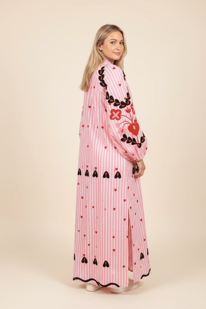 Suzani Kaftan dress in pink