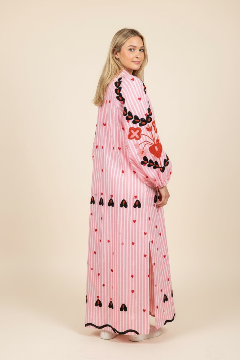 Suzani Kaftan dress in pink