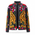 Hand-Embroidered Tiger Velvet Jacket Grey